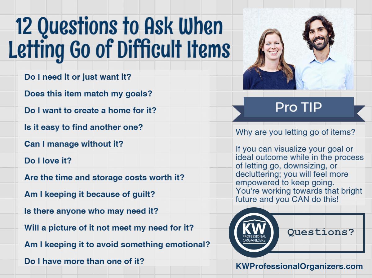 12 Questions to Help You to Let Go - KW Professional Organizers - Kitchener - Waterloo