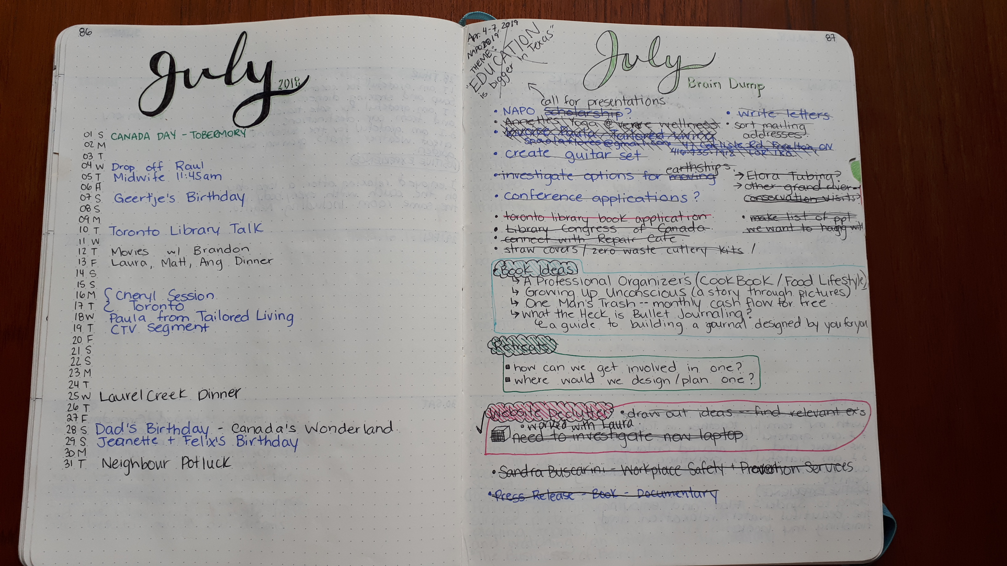 Month At A Glance - KW Professional Organizers - Bullet Journal Sample