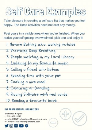 Create Your Own Self Care List - KW Professional Organizers