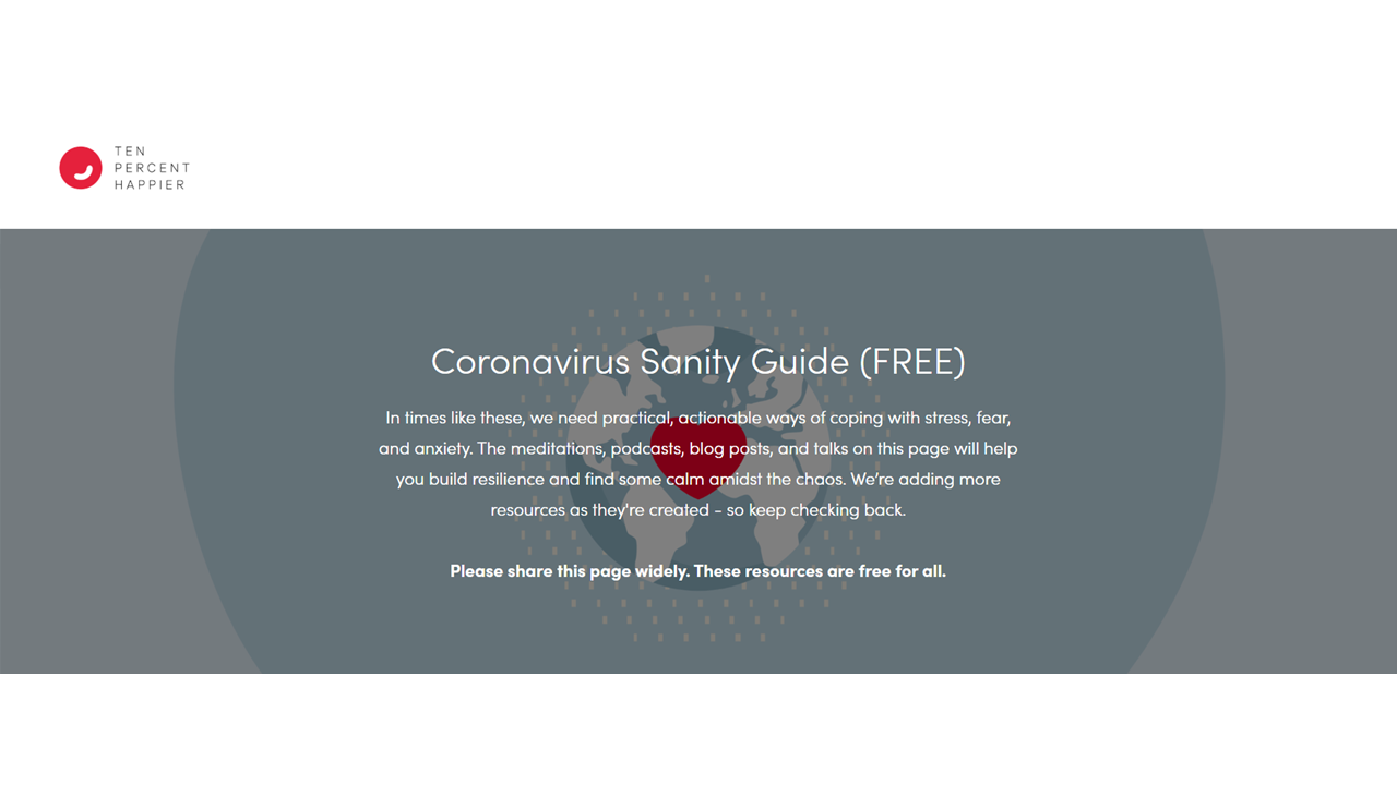 Covid-19 Free Sanity Guide from 10% Happier
